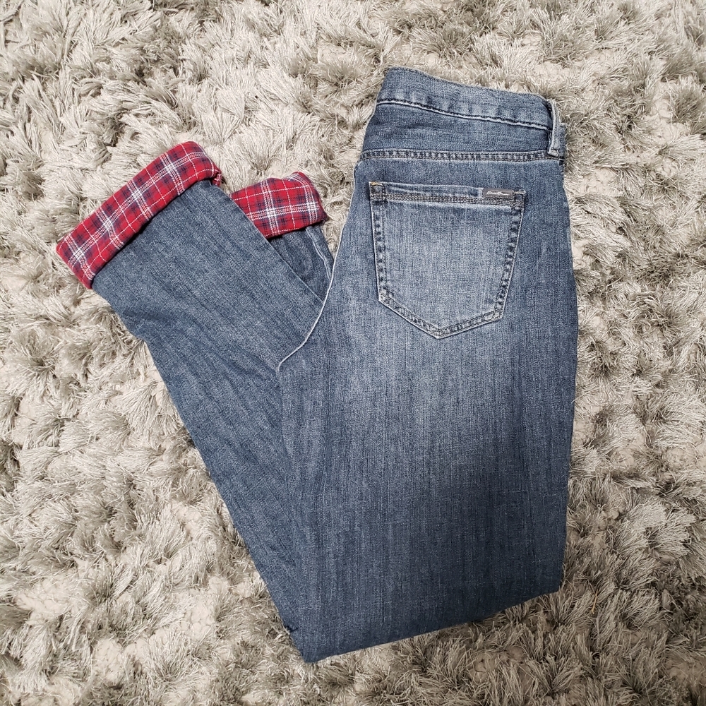 Eddie Bauer T6 Boyfriend Flannel Lined Jeans 12 ?